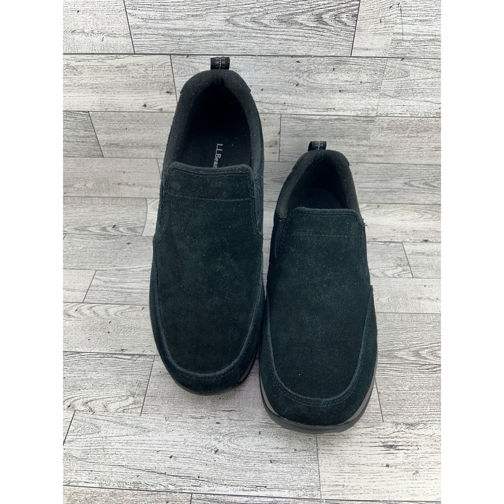LL Bean Women Black Suede Slip On Shoes Sz 9 Wide Loafers 0GRG9 Walking Comfort‎